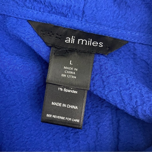 Ali Miles Cowl Neck Asymmetric Hem Tunic Top Large Royal Blue Square Buttons - Picture 8 of 10